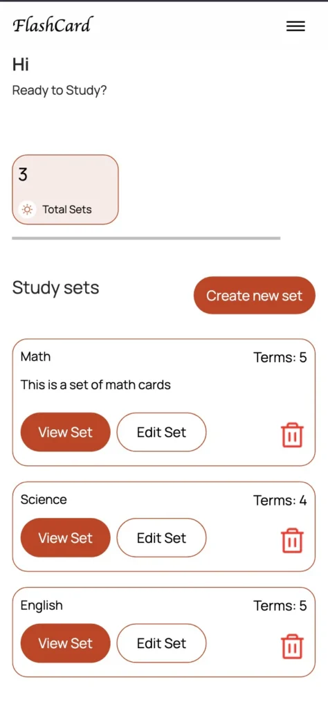 Dashboard for Flashlearn app.
